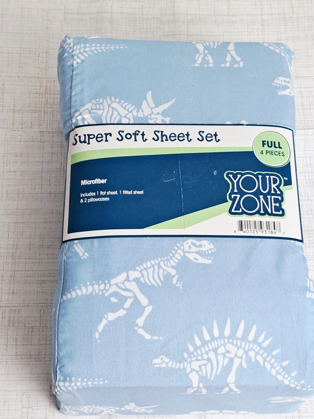 Your Zone Light Blue Dinosaur Microfiber Sheet Set - Full